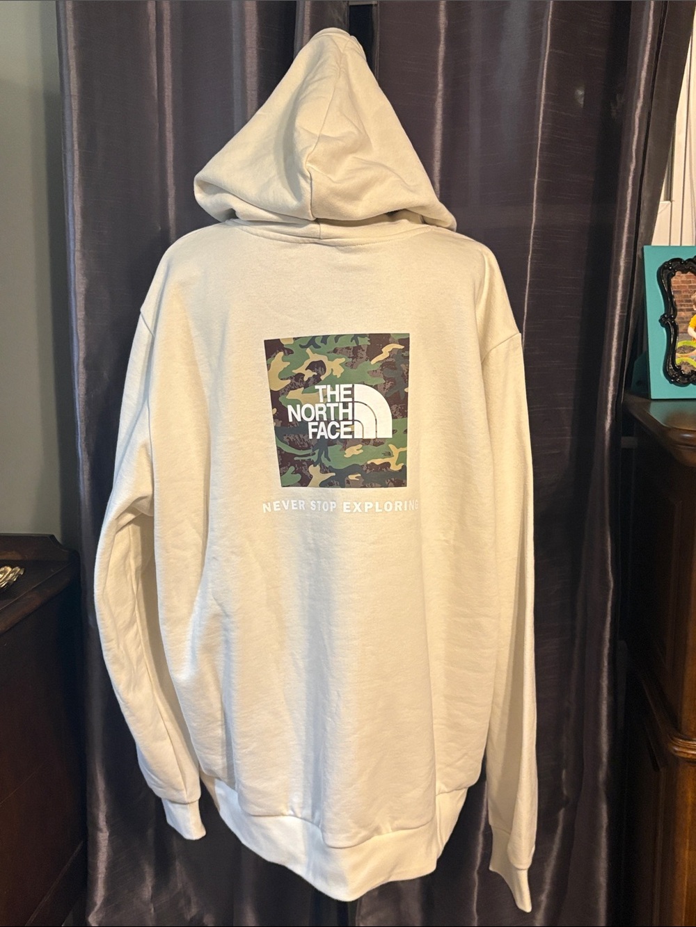 The North Face Men’s Cream Crewneck with Camo Logo